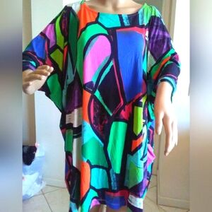 BNWT MULTI COLOR DRESS BY MARITA SZ. MED. OVERSIZED ABSTRACT PAINT LOOK FULL FLO